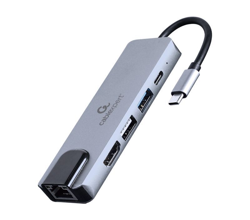 Док станція USB-C 5-в-1 (хаб/HDMI/PD/LAN), сірий фото1