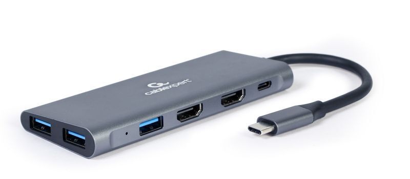 Док станція USB-C 3-в-1 (хаб/HDMI/PD), A-CM-COMBO3-01 сірий фото1