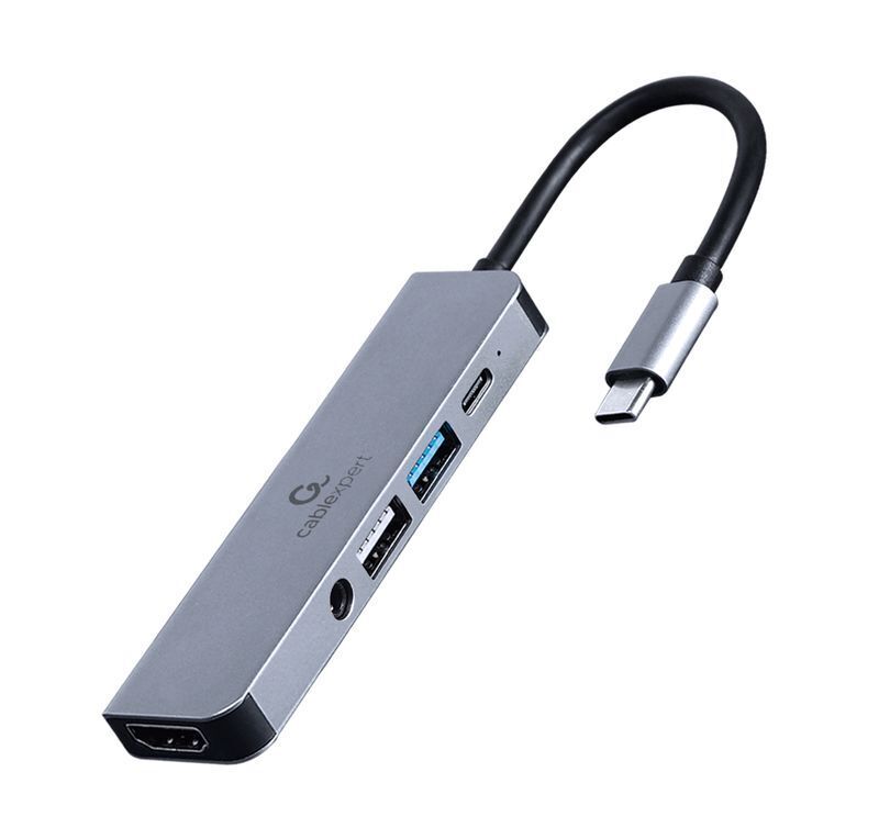 Док станція USB-C 5-в-1 (хаб/HDMI/PD/Аудио 3,5), сірий фото1