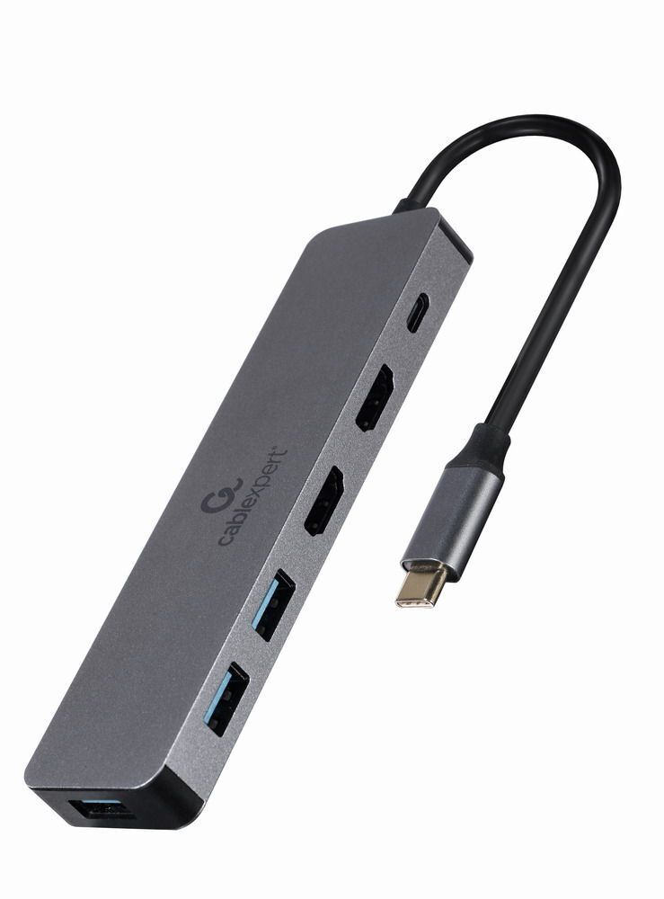 Док станція USB-C 3-в-1 (Хаб/HDMI/PD), A-CM-COMBO3-03 сірий фото1