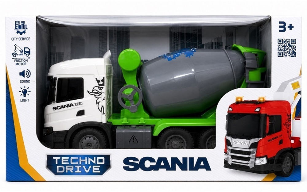 Автомодель TechnoDrive серії Big Truck Бетонозмішувач Scania (світло, звук) (OC-6402) фото1