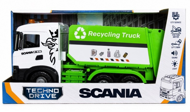Автомодель TechnoDrive серии Mid Truck Мусоровоз Scania (свет, звук) (OC-3005) фото1