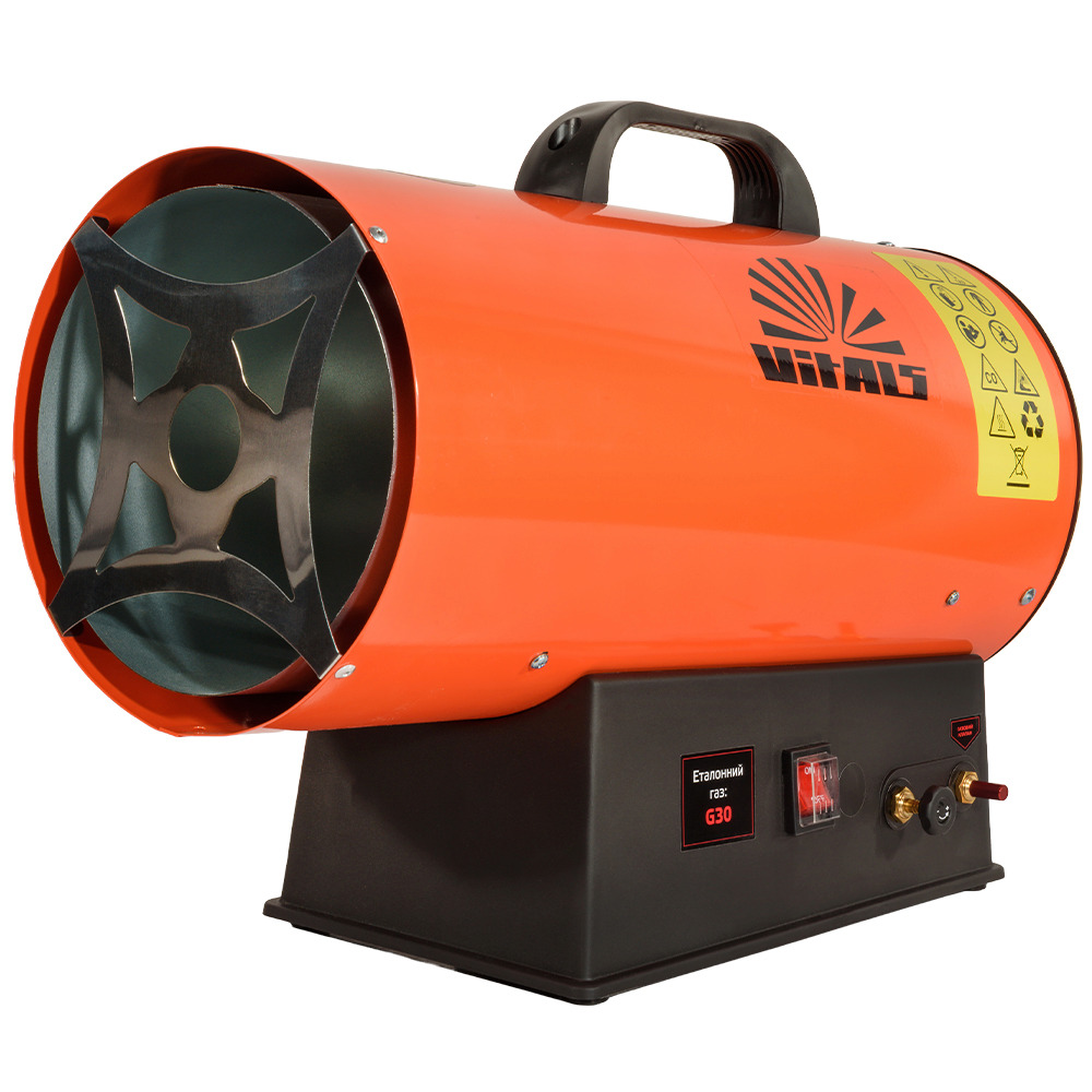 Тепловая пушка газовая Vitals GHB-303Т, аккумуляторная 18В, 18-30кВт, 120м2, IP24, 5.2кг фото1