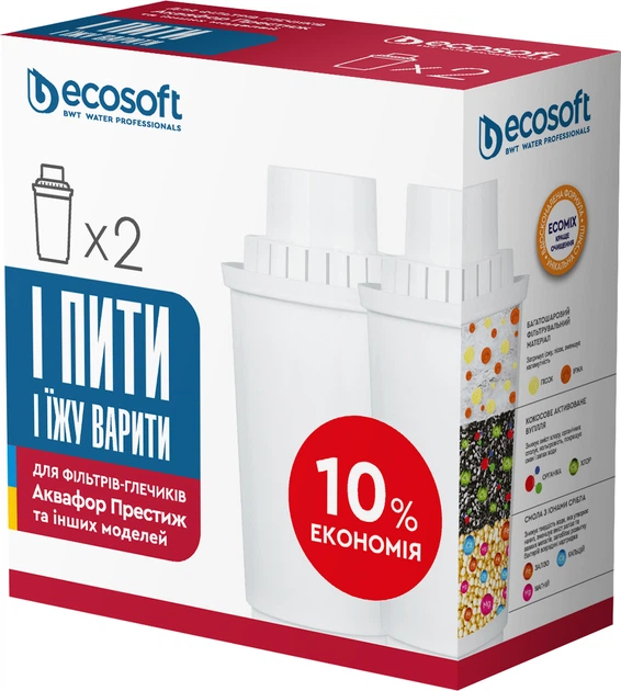 Комплект картриджів Ecosoft для фільтрів-глечиків Аквафор 2 шт. (CRVK2AQRECO) фото1