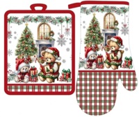 Набор прихваток для кухни ARDESTO Christmas Bears 18х20см, 18х30см, зеленый (ART14BR)