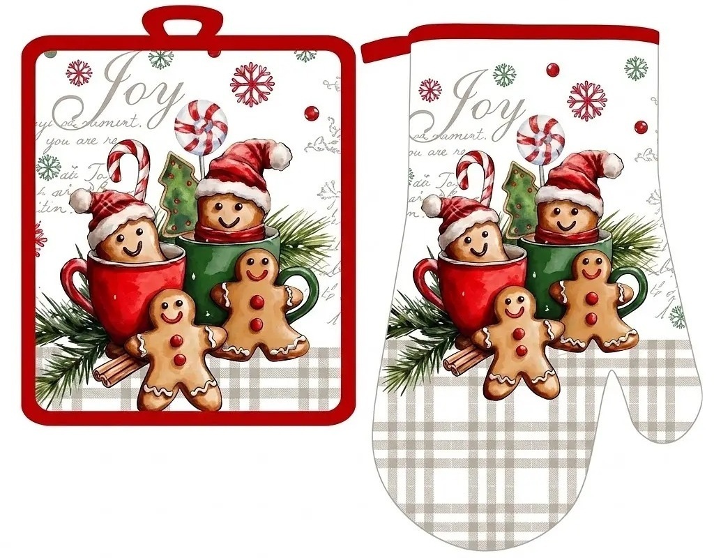 Набір прихваток для кухні ARDESTO Christmas Cookies 18х20см, 18х30см, сірий (ART14GB) фото1