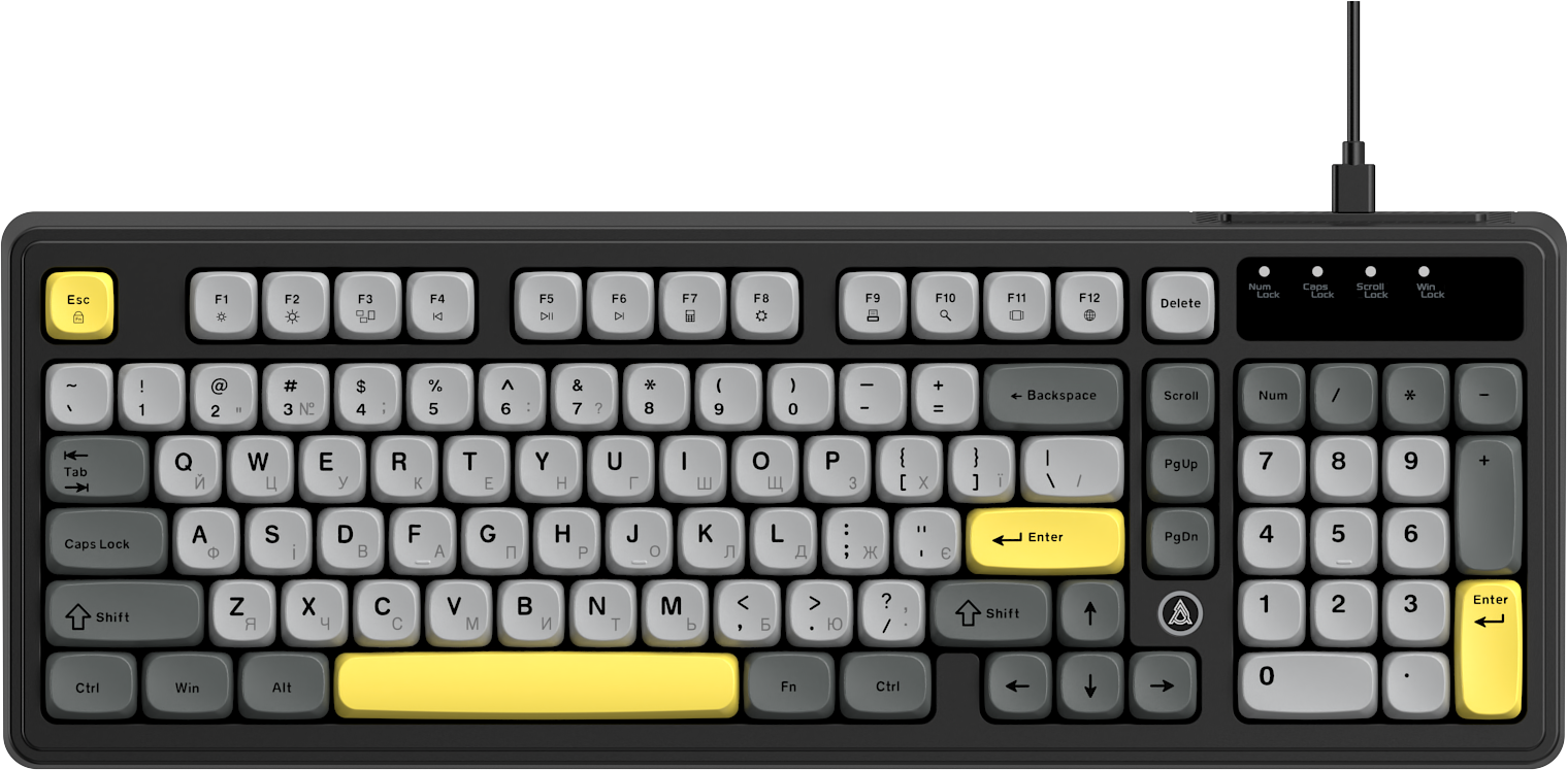 Игровая клавиатура Ajazz AF98 Black-Grey-Yellow (AF98-BGY) фото1