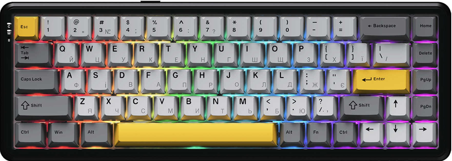 Игровая клавиатура Ajazz AK680 Max Magnetic Switches Black-Grey-Yellow (AK680-M-BGY-AW) фото1