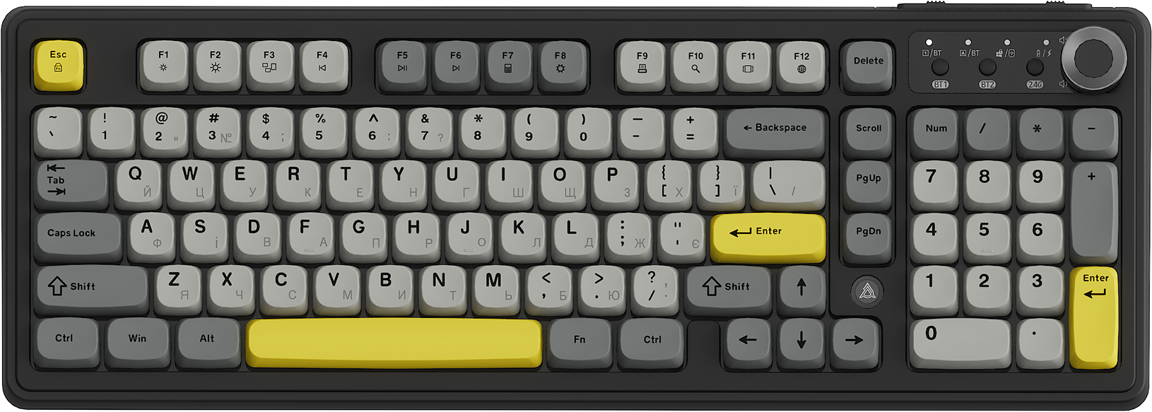 Игровая клавиатура Ajazz AF98 Plus Wireless Black-Grey-Yellow (AF98-PLUS-BGY) фото1