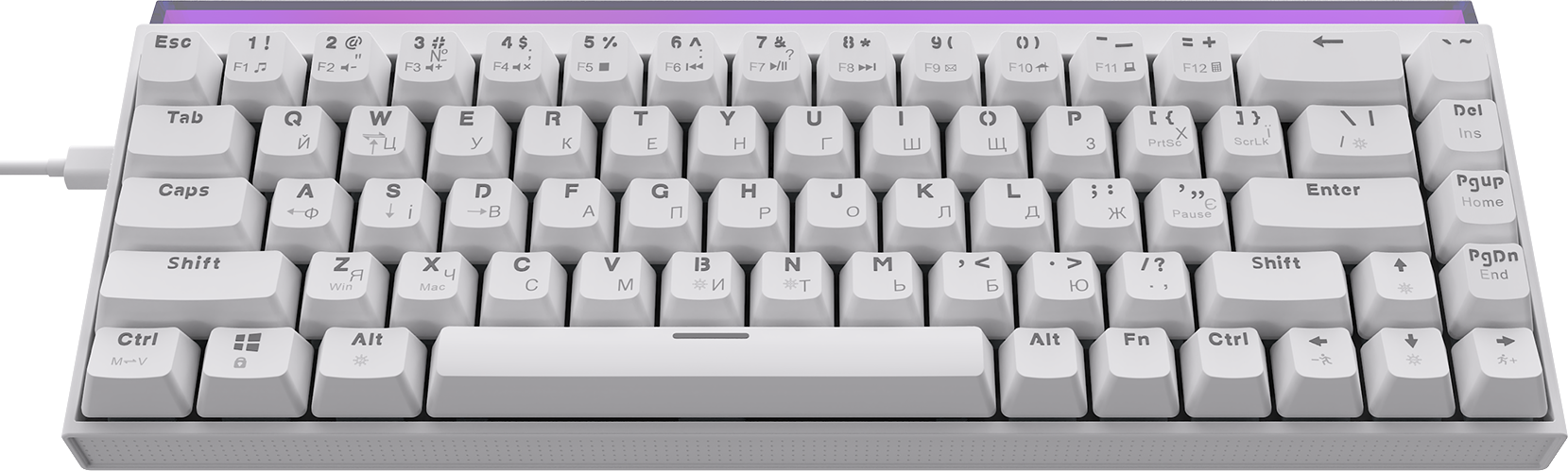 Ігрова клавіатура Ajazz NK68 Red Switches White (NK68-R-W) фото1