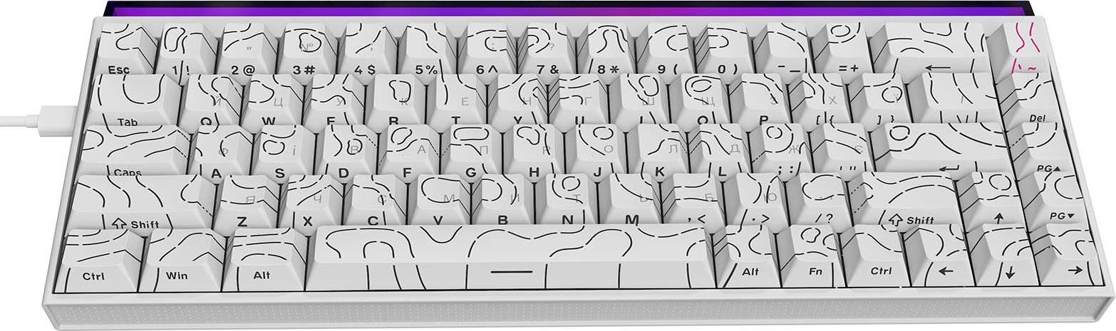 Ігрова клавіатура Ajazz NK68 Red Switches Side Contour White (NK68-R-S-W) фото1