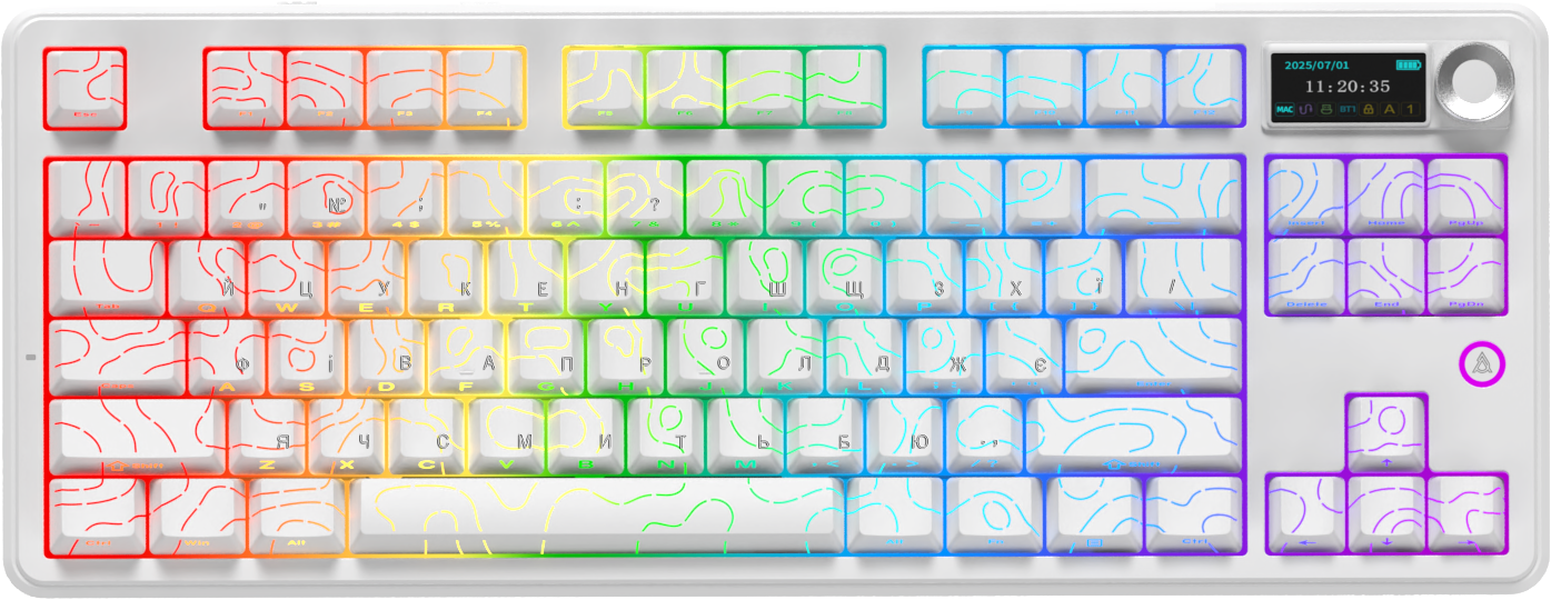 Игровая клавиатура Ajazz AK870 V2 Side Contour Wireless White (AK870-V2-S-W) фото1