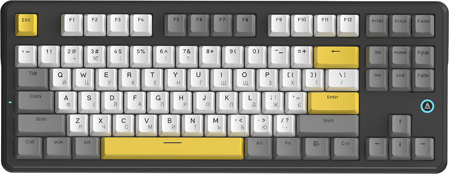 Игровая клавиатура Ajazz AK870 V2 Flying Fish Switches Black-Grey-Yellow (AK870-V2-FF-BGY) фото1