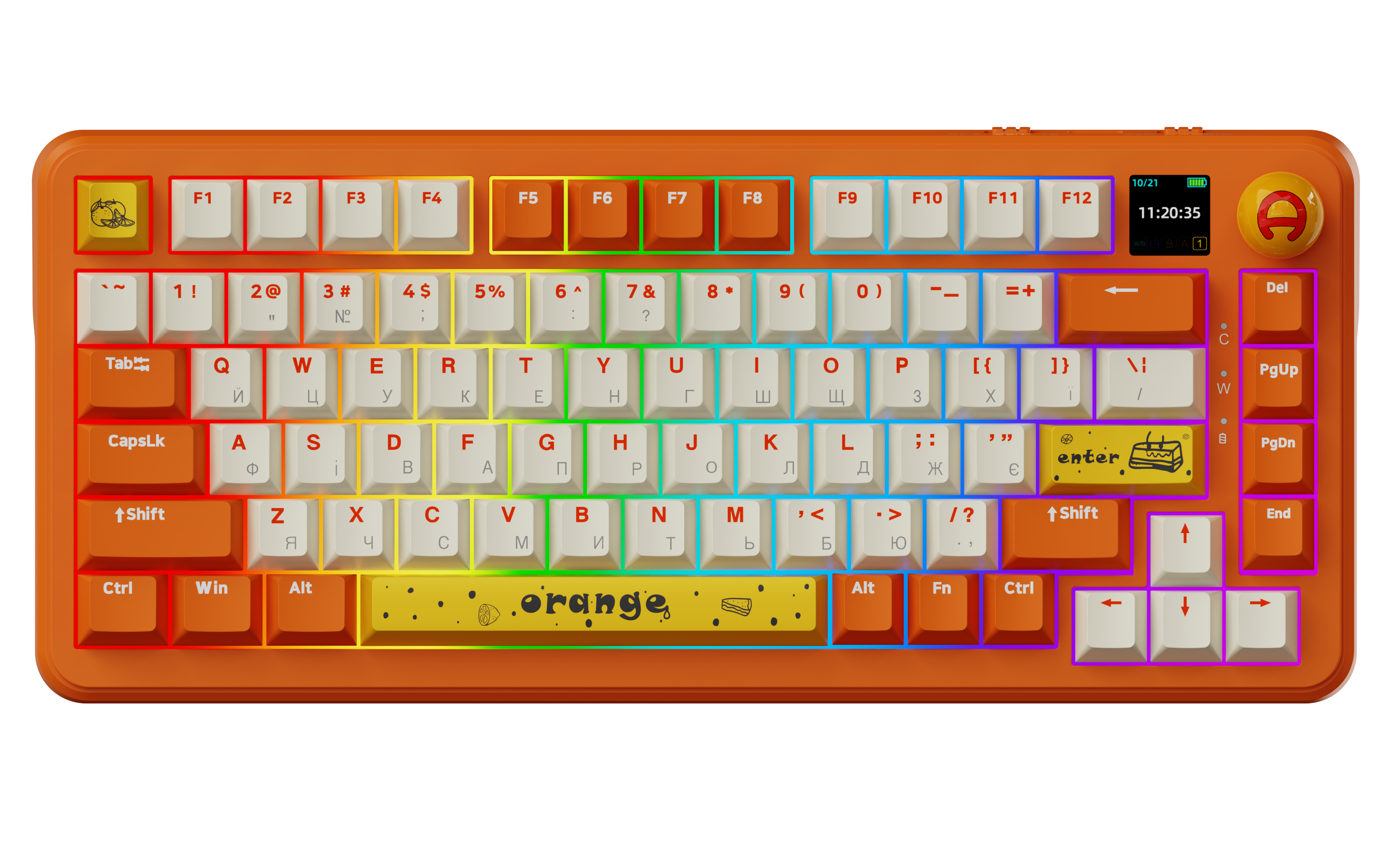Игровая клавиатура Ajazz AK820 Max Avocado Switches RGB Orange-White (AK820MAX-AS-OW) фото1