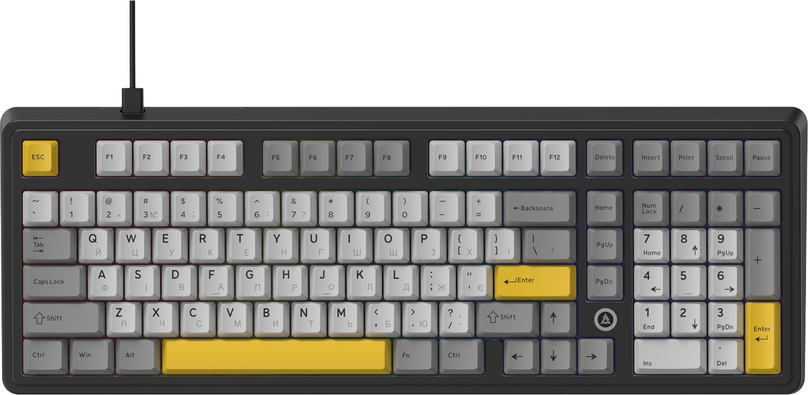 Ігрова клавіатура Ajazz AK980 Max Magnetic Switches Black-Grey-Yellow (AK980-MAX-M-BGY) фото1