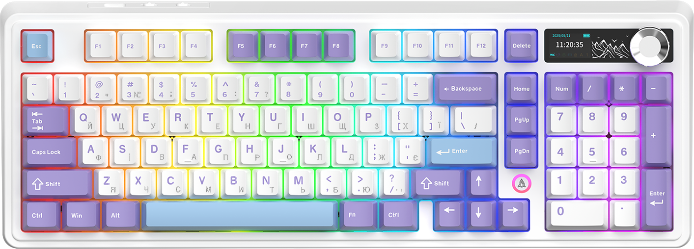 Игровая клавиатура Ajazz AK980 V2 Maillard Switches Wireless Purple-White-Blue (AK980-V2-M-PWB) фото1