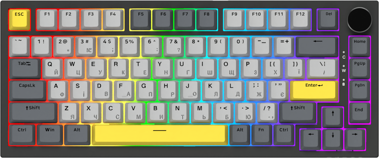 Игровая клавиатура Ajazz AK820 Sea Salt Switches Black (AK820-SS-BGY) фото1