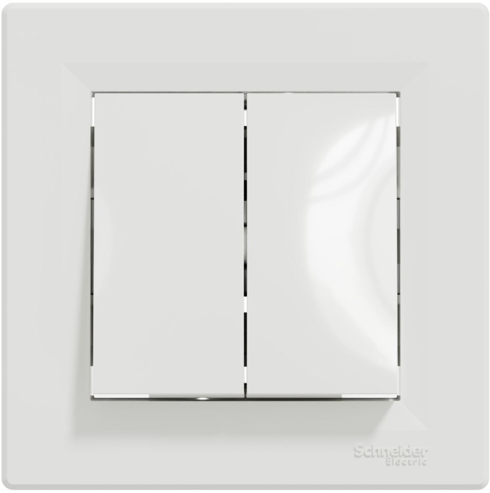 Выключатель 2-клавишный Schneider Electric, Asfora (белый, самозажимной) (EPH0300121) фото1
