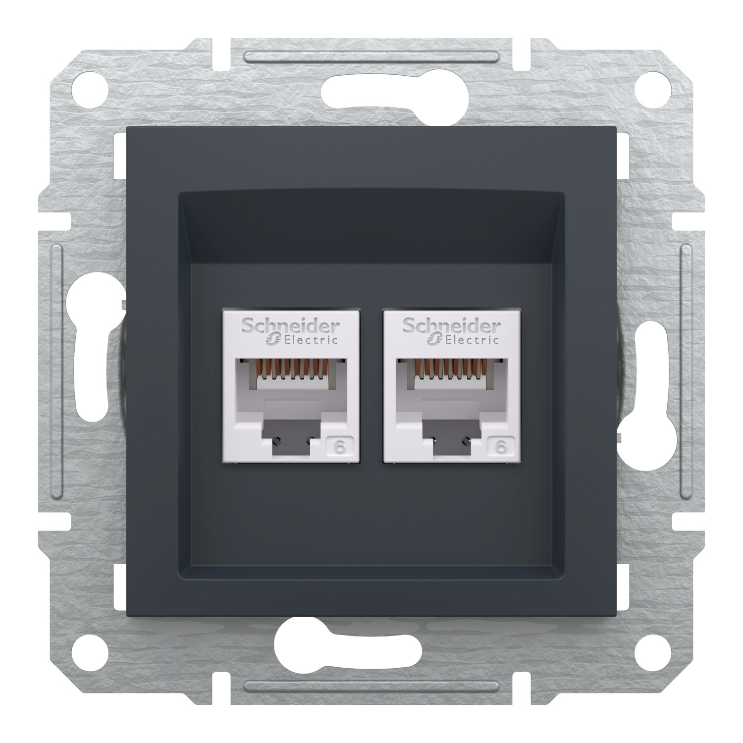 Розетка подвійна комп'ютерна rj45 Schneider Electric, Asfora антрацит (EPH4800171) фото1