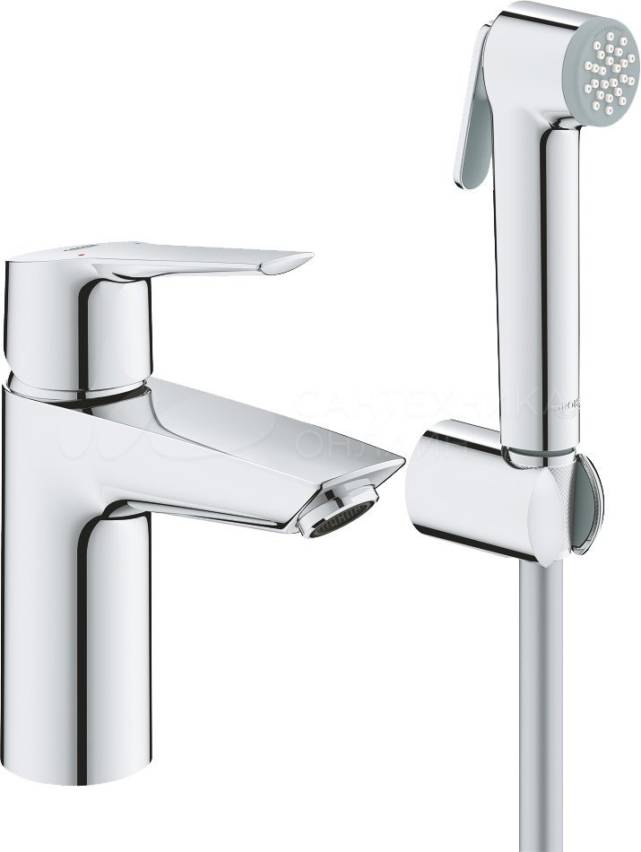 Однорычажный смеситель GROHE QuickFix Start для раковины, S-размера с гигиеническим душем, хром (23123003) фото1