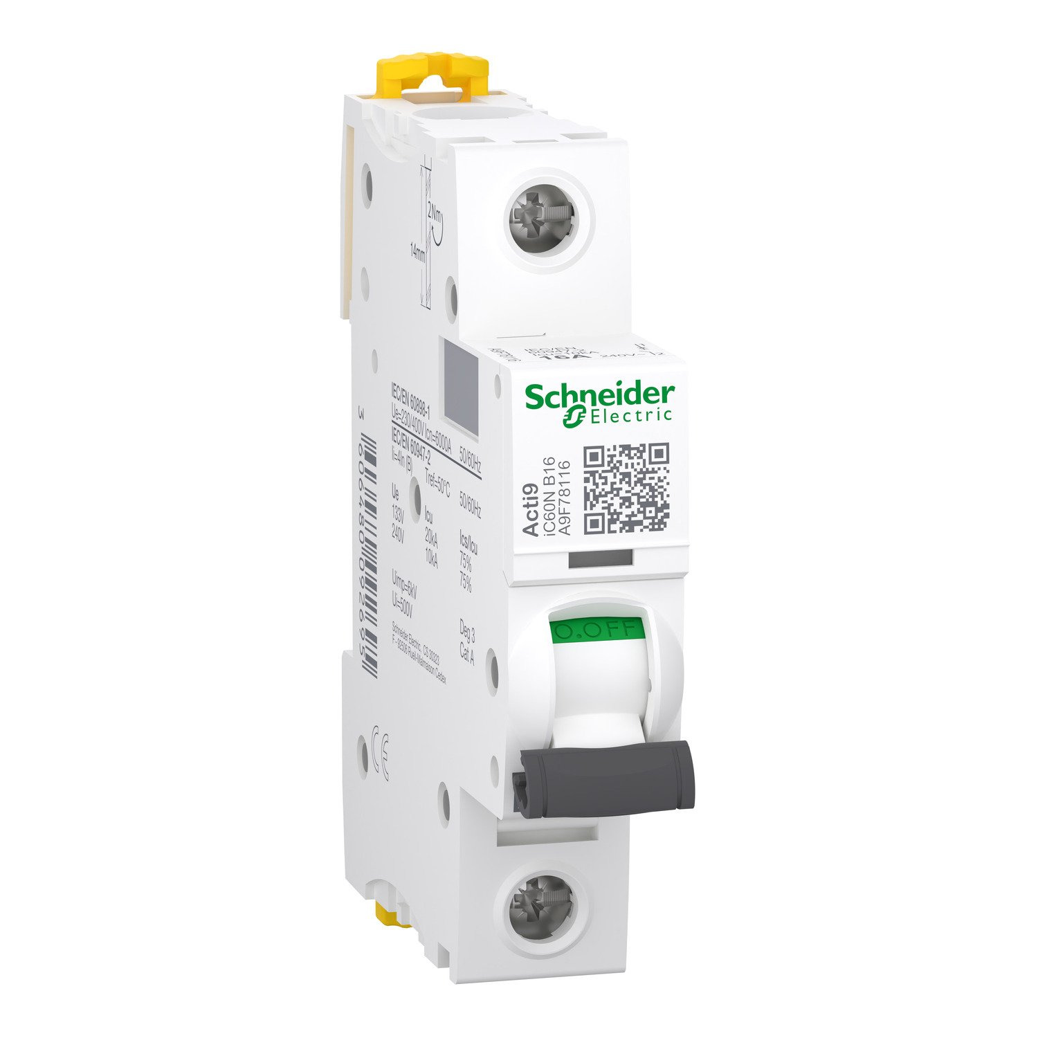 Автоматичний вимикач Schneider Electric, IC60N 1P B 16A (6kA) (A9F78116) фото1