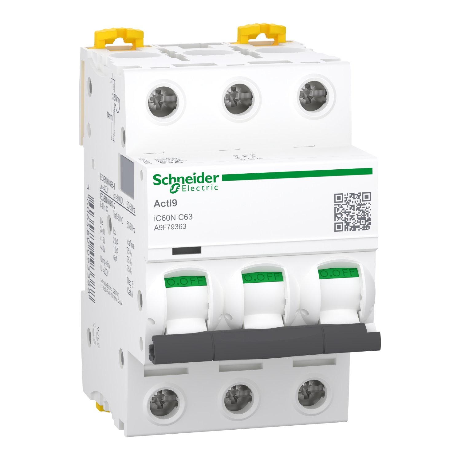 Автоматичний вимикач Schneider Electric, IC60N 3P C 63A (6kA) (A9F79363) фото1