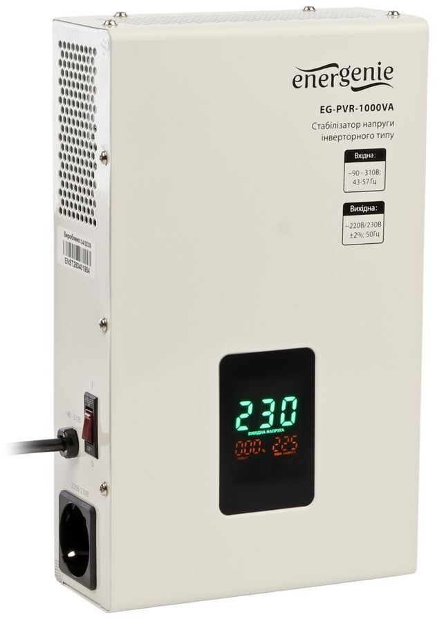 Стабілізатор напруги EnerGenie 1000 ВА (EG-PVR-1000VA) фото1