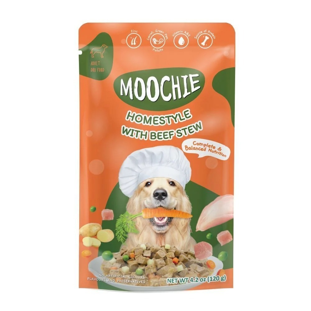 Корм влажный для собак Moochie Homestyle с тушеной говядиной 120 г фото1